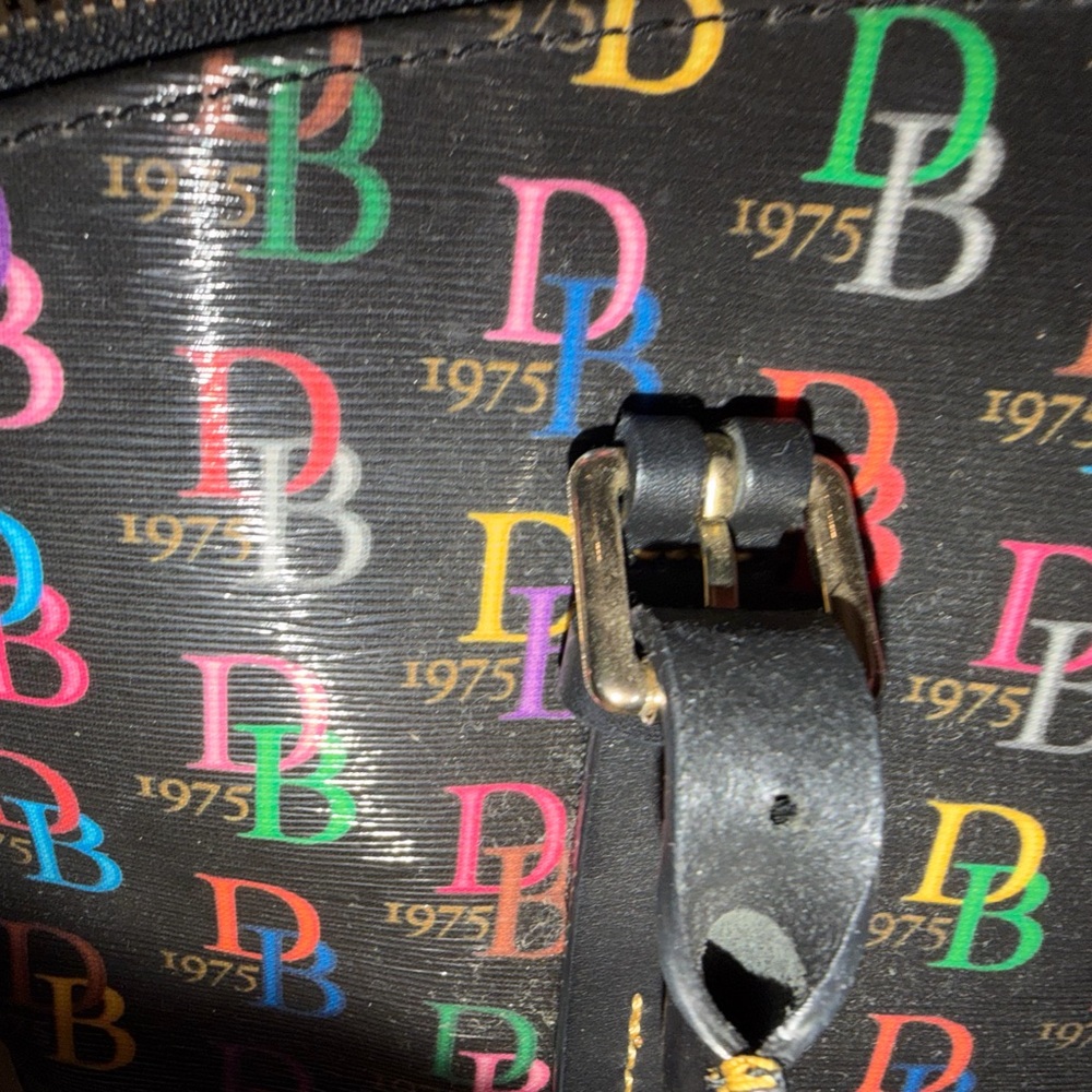 Dooney & Bourke Multicolor Monogram Tote Bag Large Shoulder Purse Black Canvas - Picture 3 of 16
